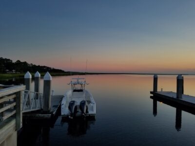Cobia fishing boat in dawn light