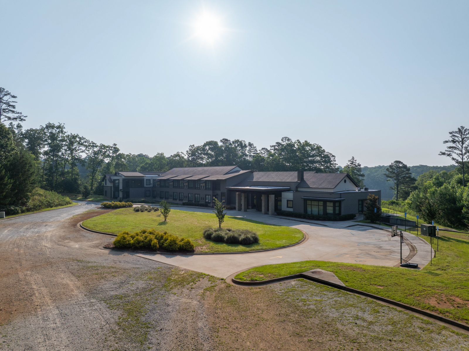 main lodge exterior on Georgia property for sale
