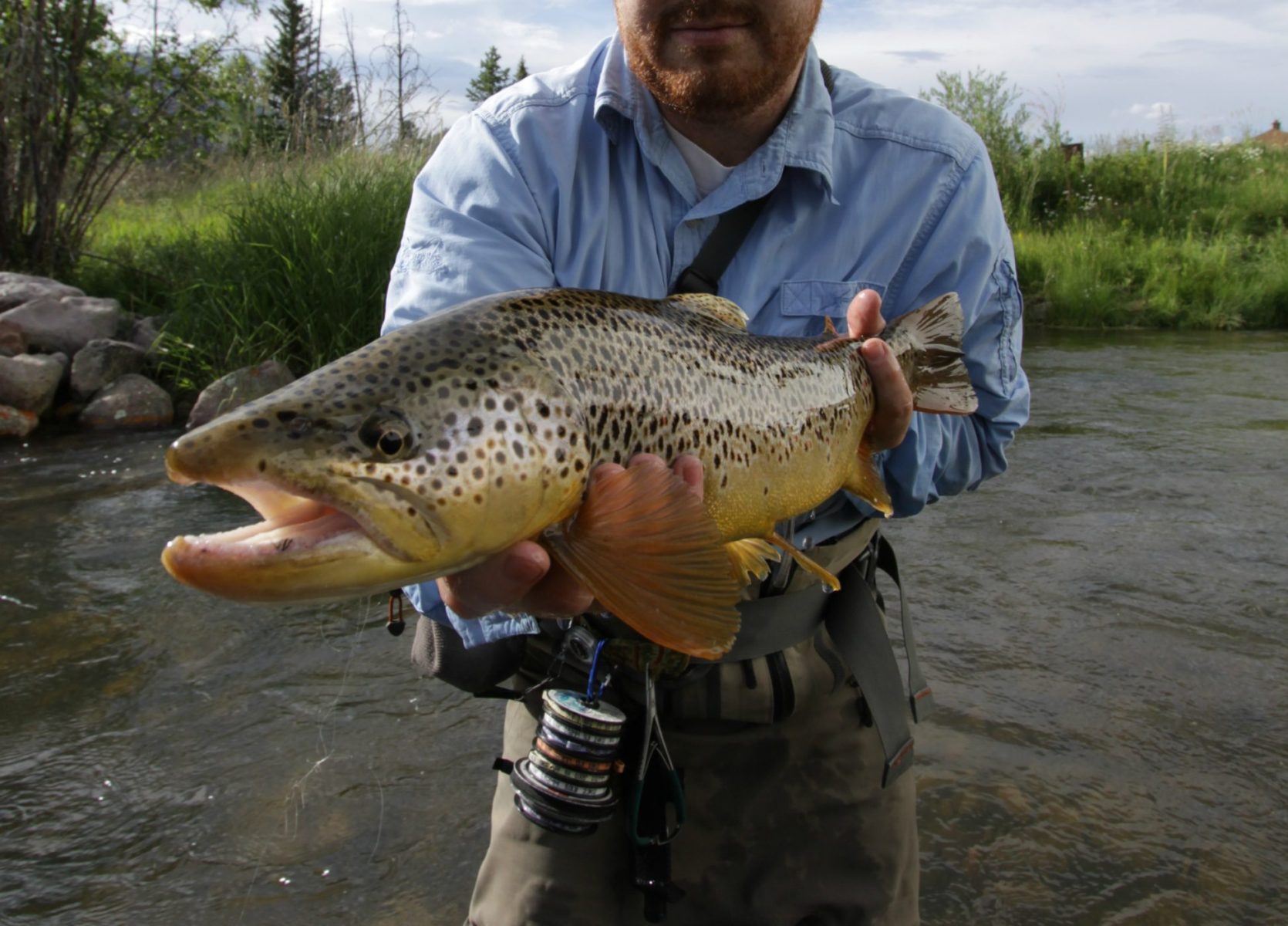 man holding fish on ranch in Utah for sale
