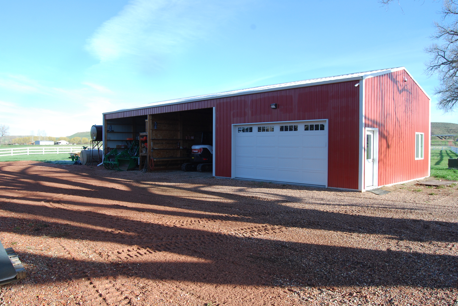 large garage structure on agricultural ranch in Wyoming for sale