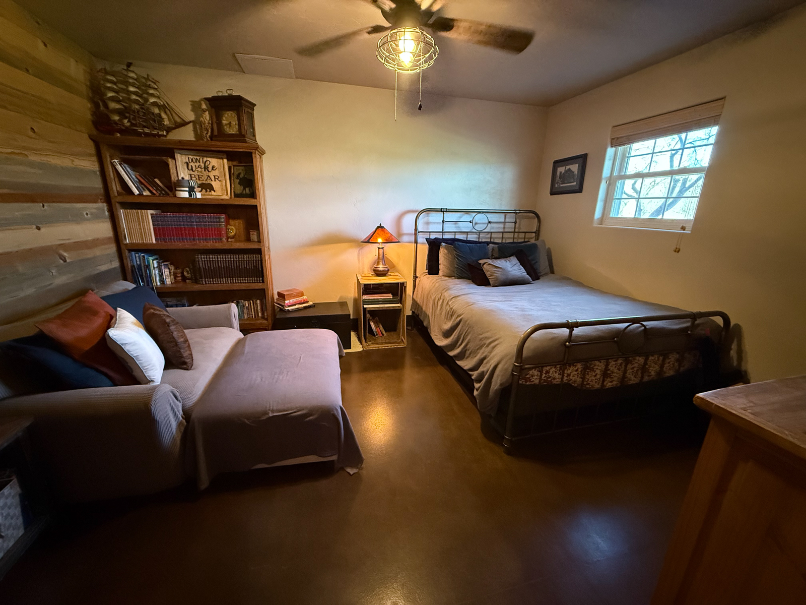 bed and lounge chair