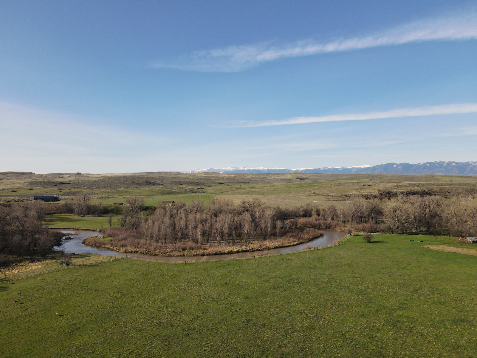 river and field on Wyoming ranch