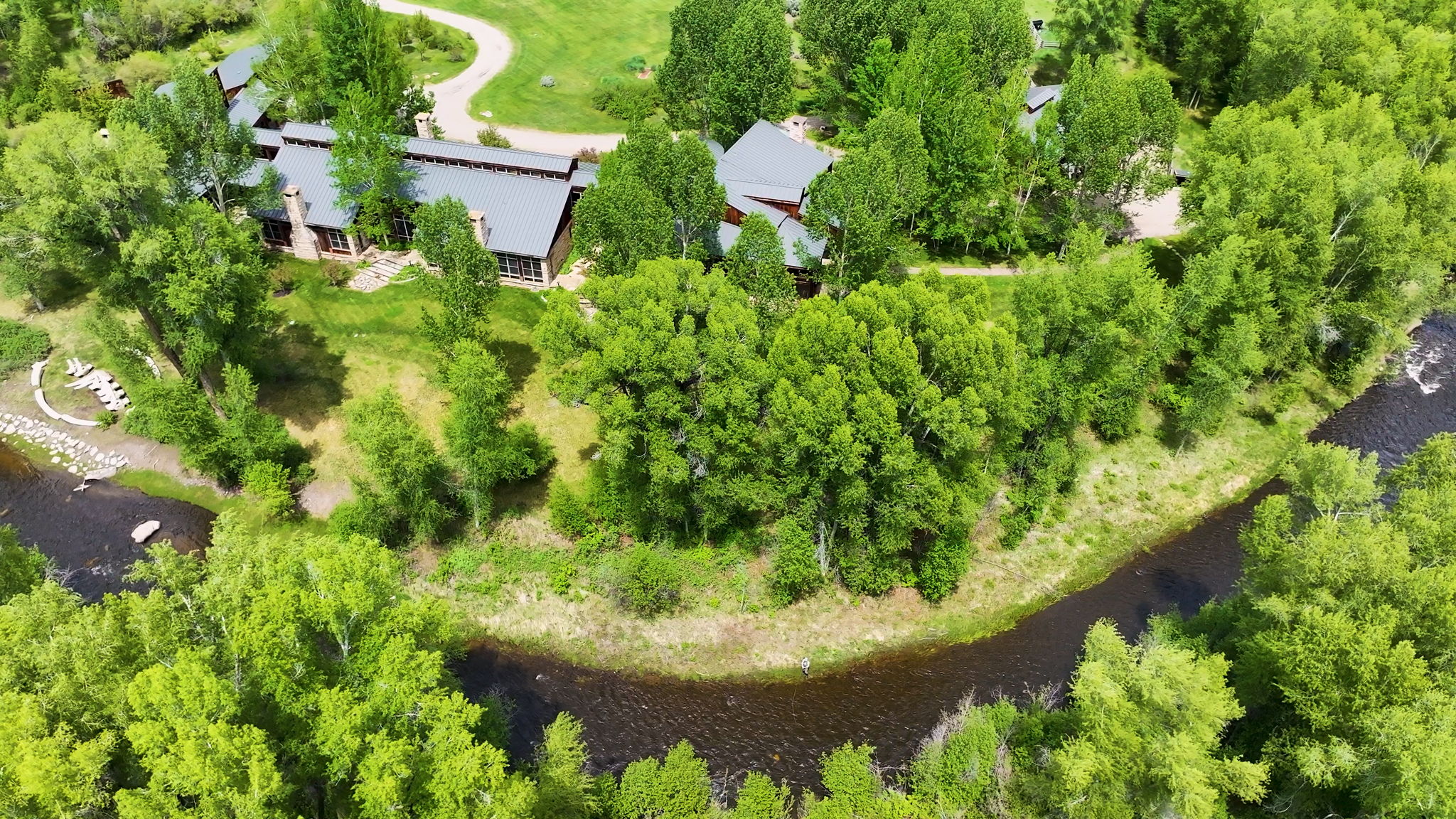 aerial view of river