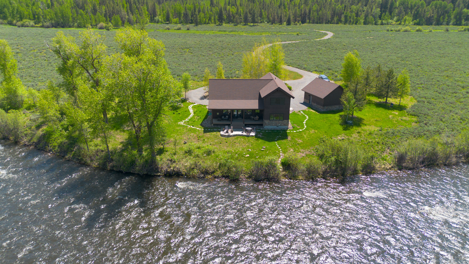 aerial view of main house exterior