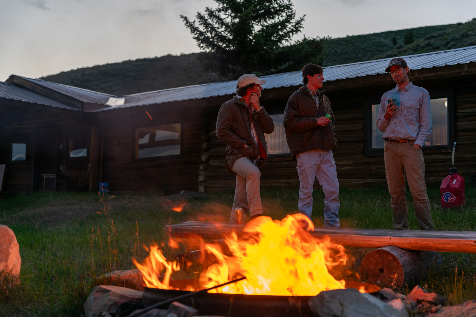 friends next to fire