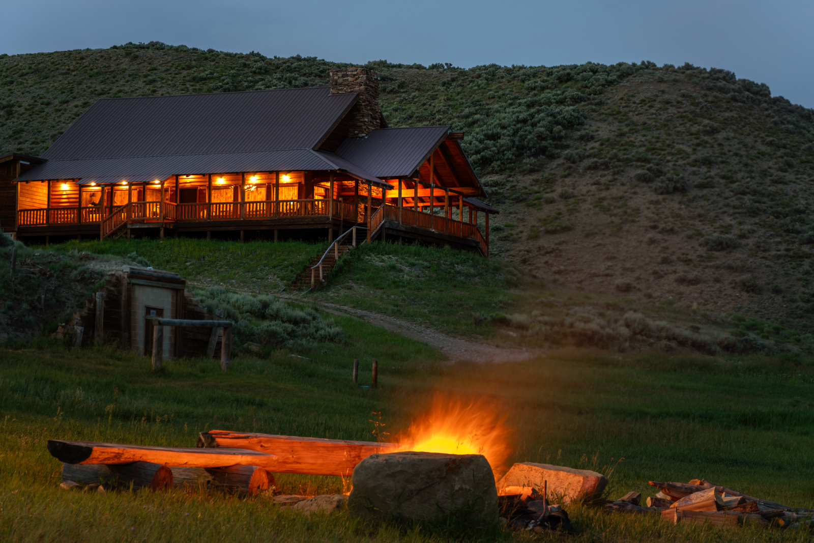 fire pit on wyoming fly fishing ranch