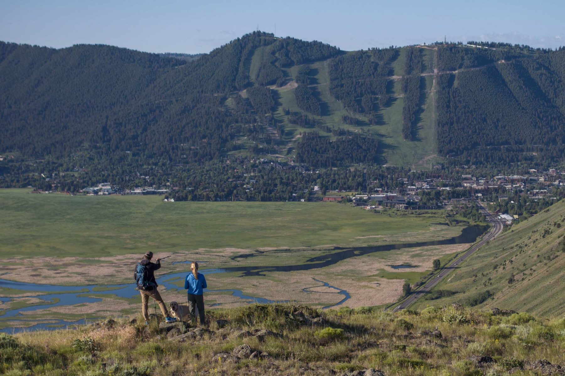 hikers with mountain view