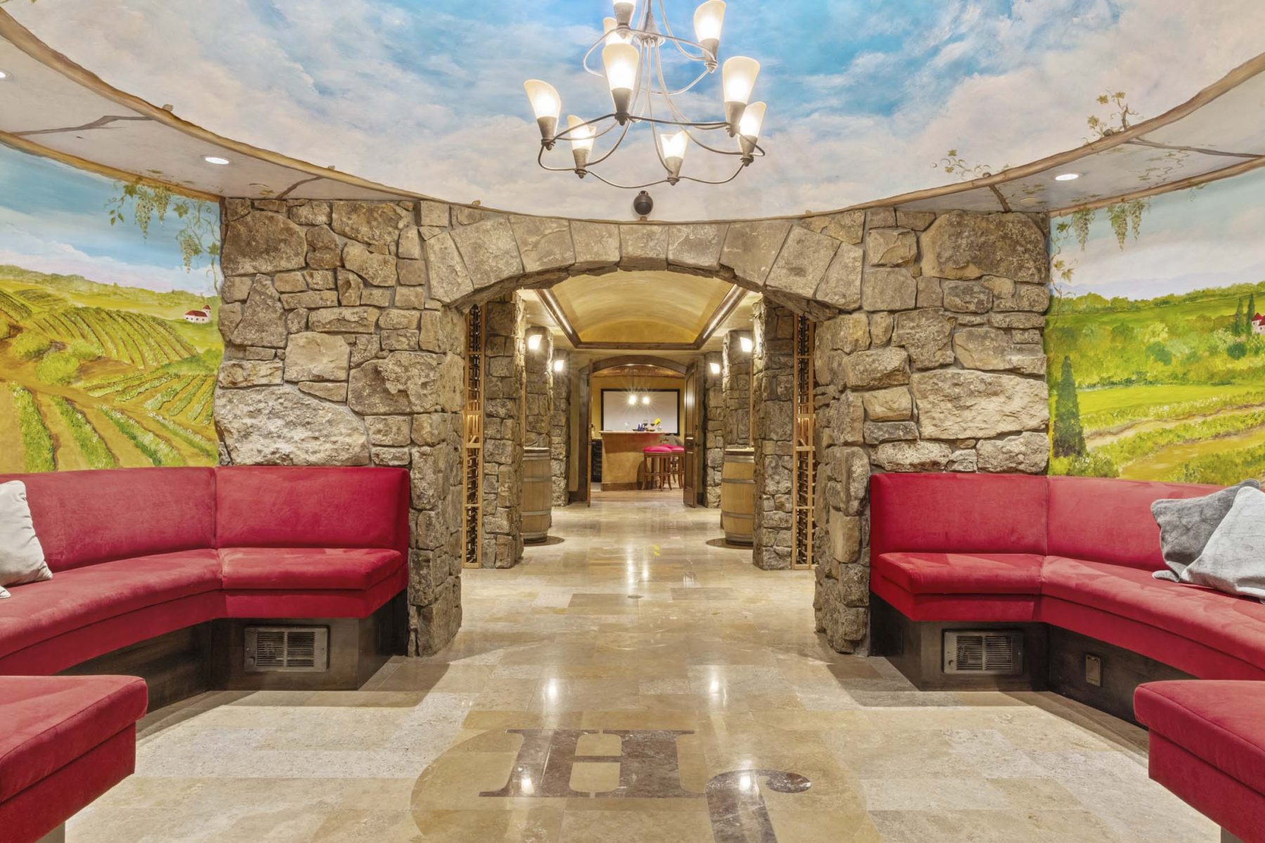 wine cellar seating area