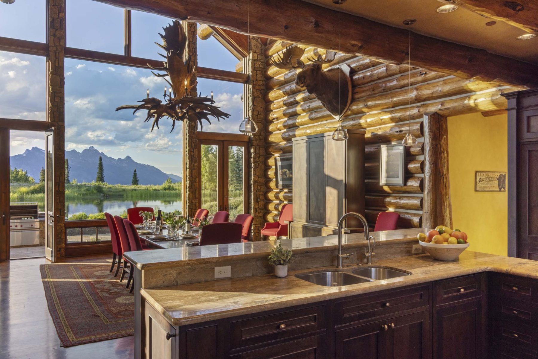 dining room and kitchen sink