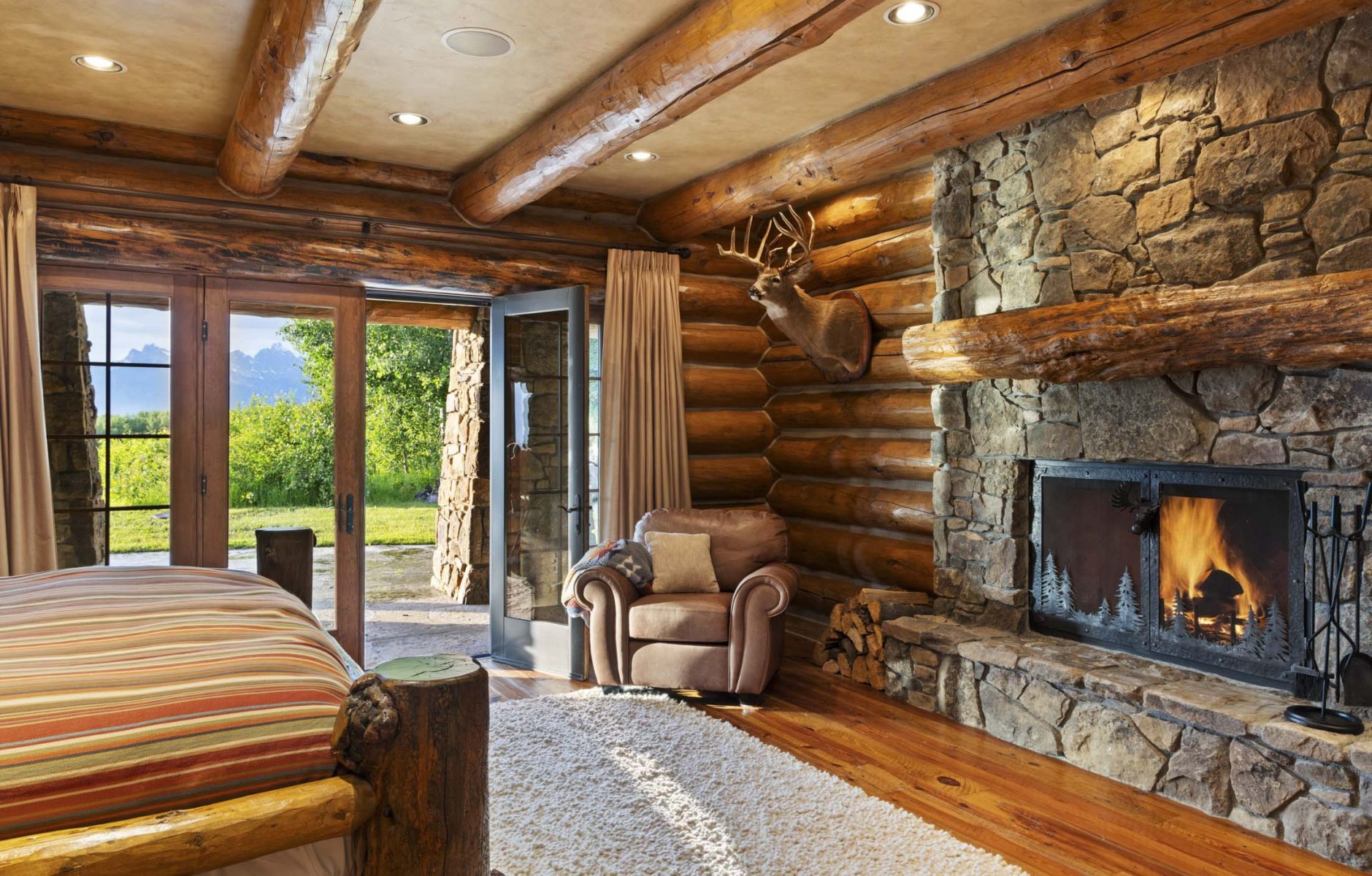bedroom with fireplace