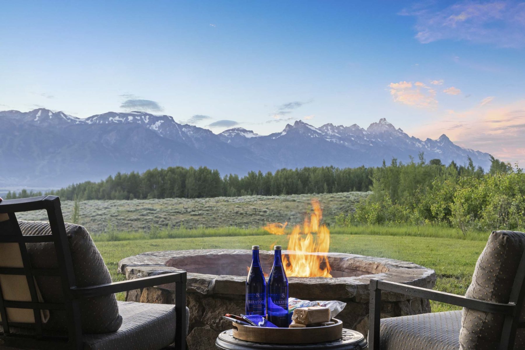 firepit with mountain views
