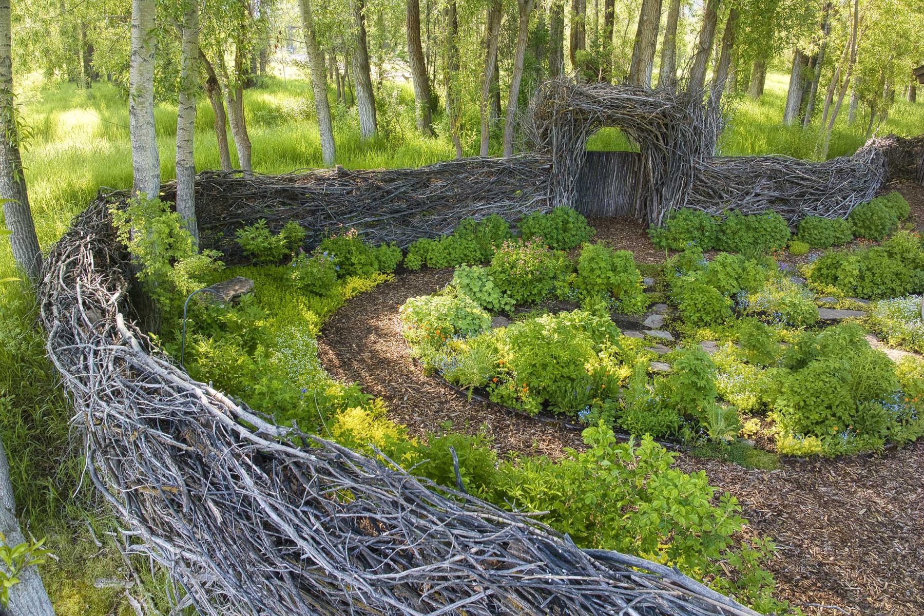 garden on riverfront ranch in Wyoming