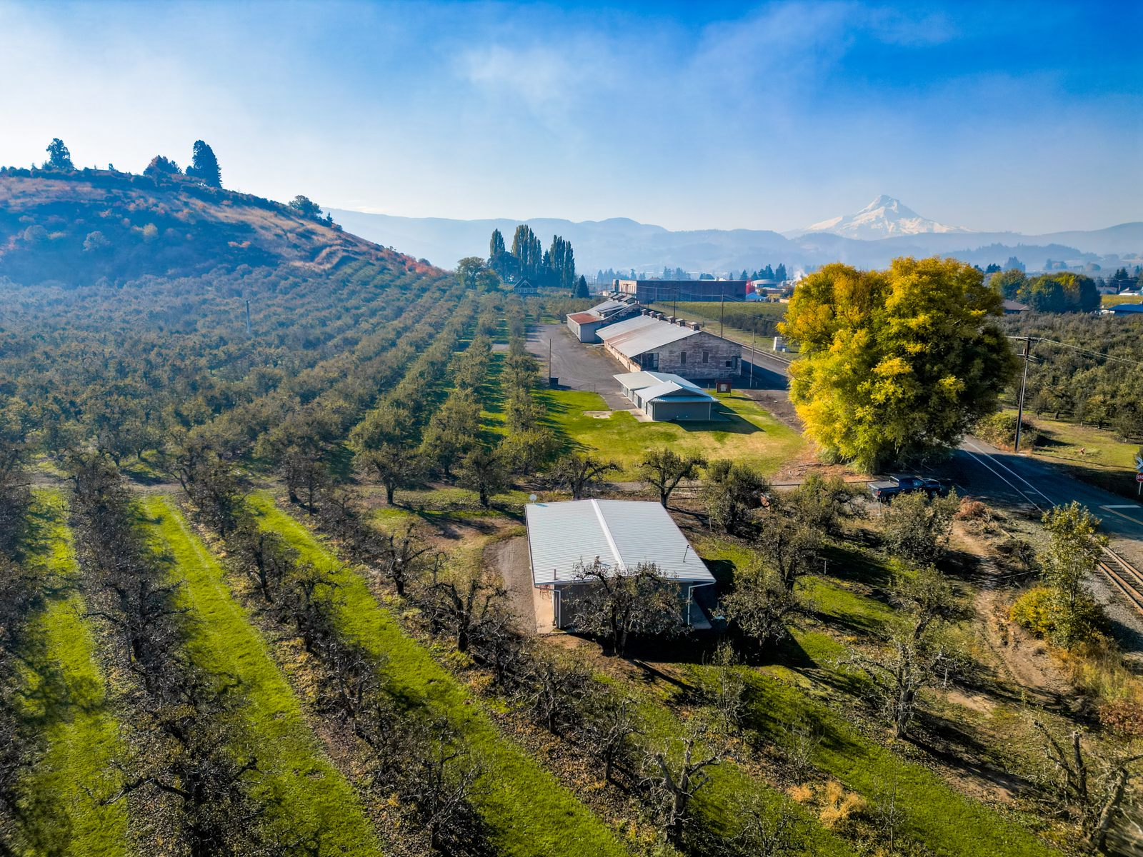 support buildings next to orchard