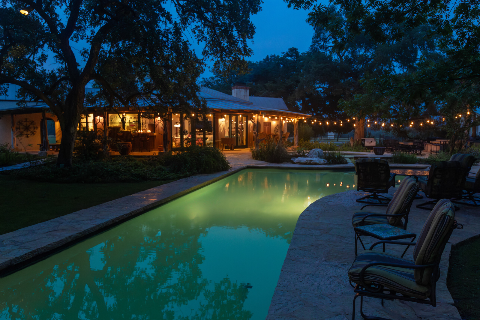 pool at dusk